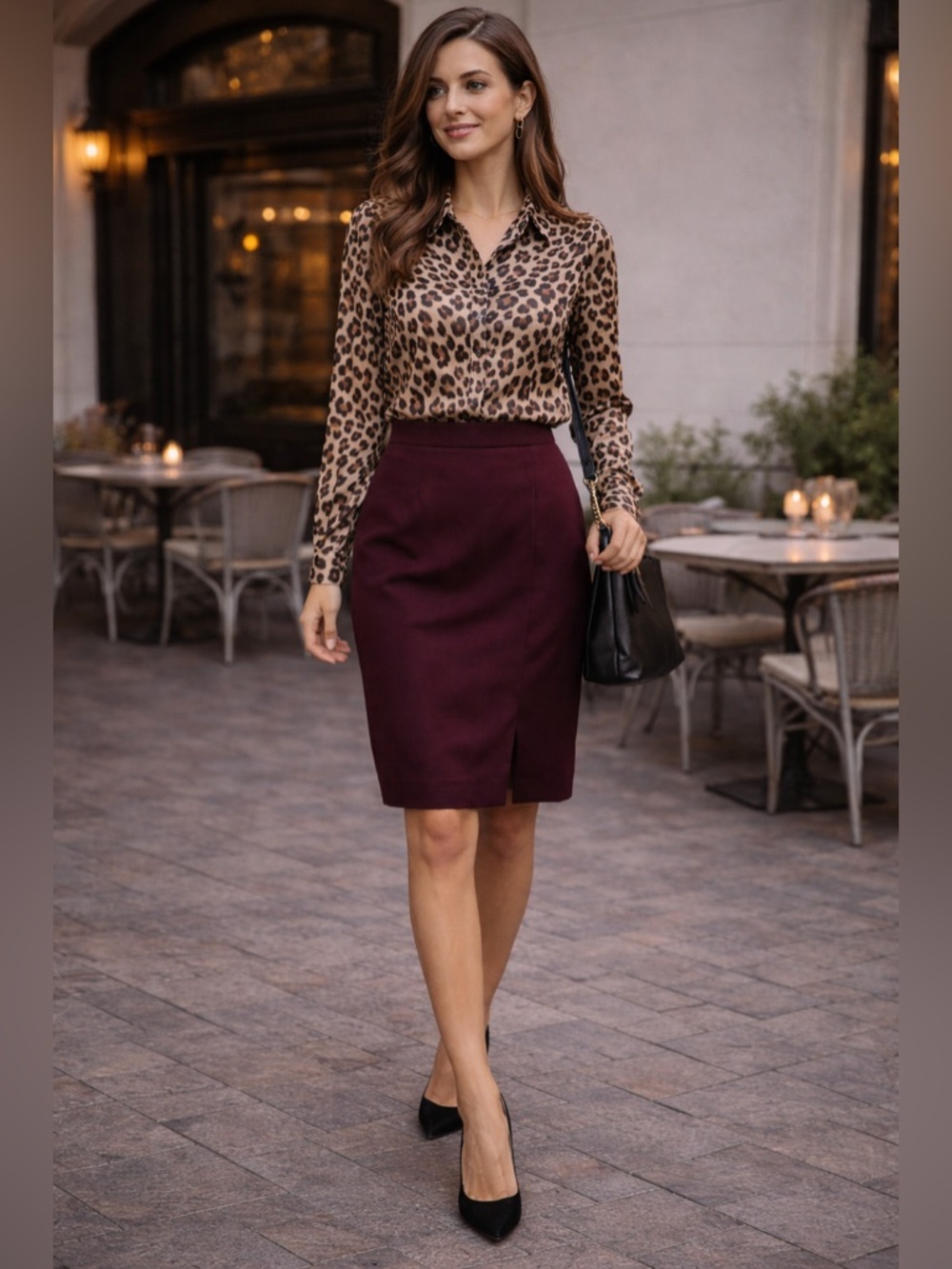 Talbots Burgundy Pencil Skirt Size 10 NWT